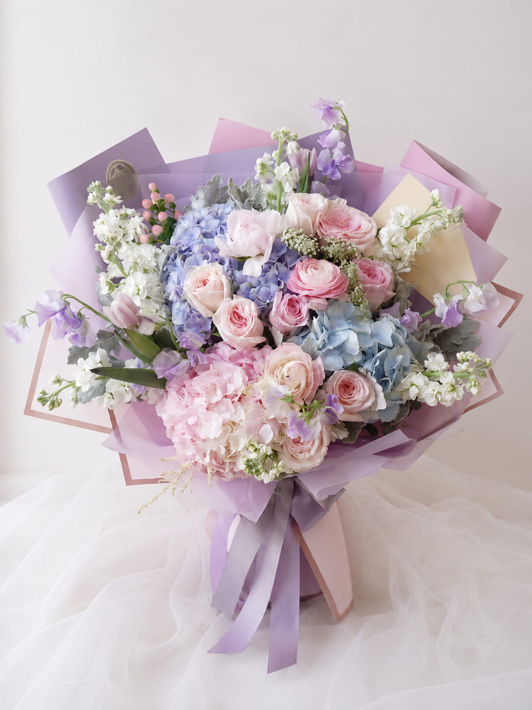Luxury pastel rose and hydrangea bouquet delivered in Rabat Morocco
